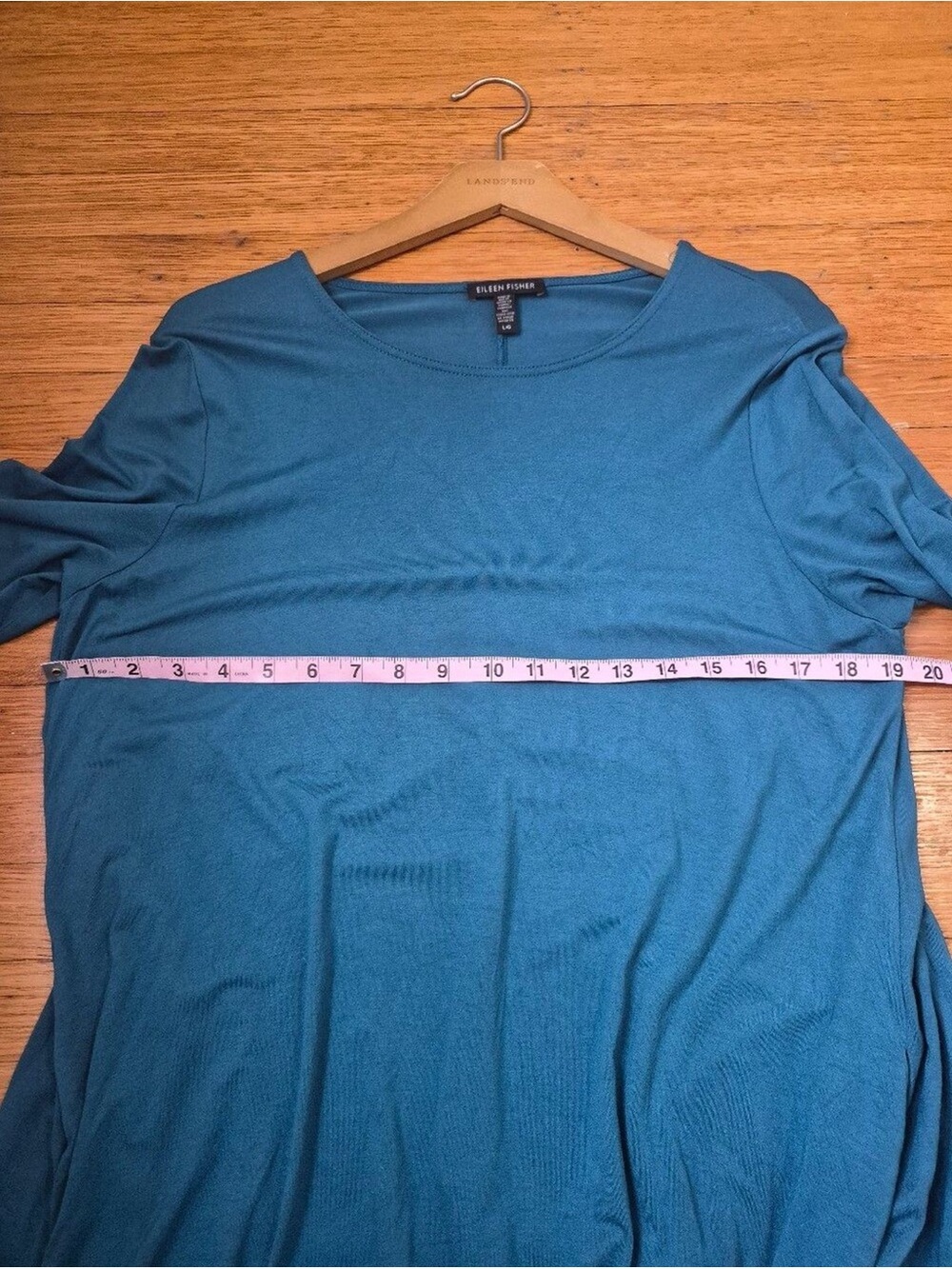 Eileen Fisher Long Blue Teal Jersey Knit Stretchy Tunic Top - Picture 6 of 7